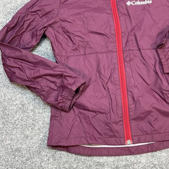 Columbia Jacket Girls XS Purple Hooded Lightweight Windbreaker Full Zip Hiking - Picture 3 of 10
